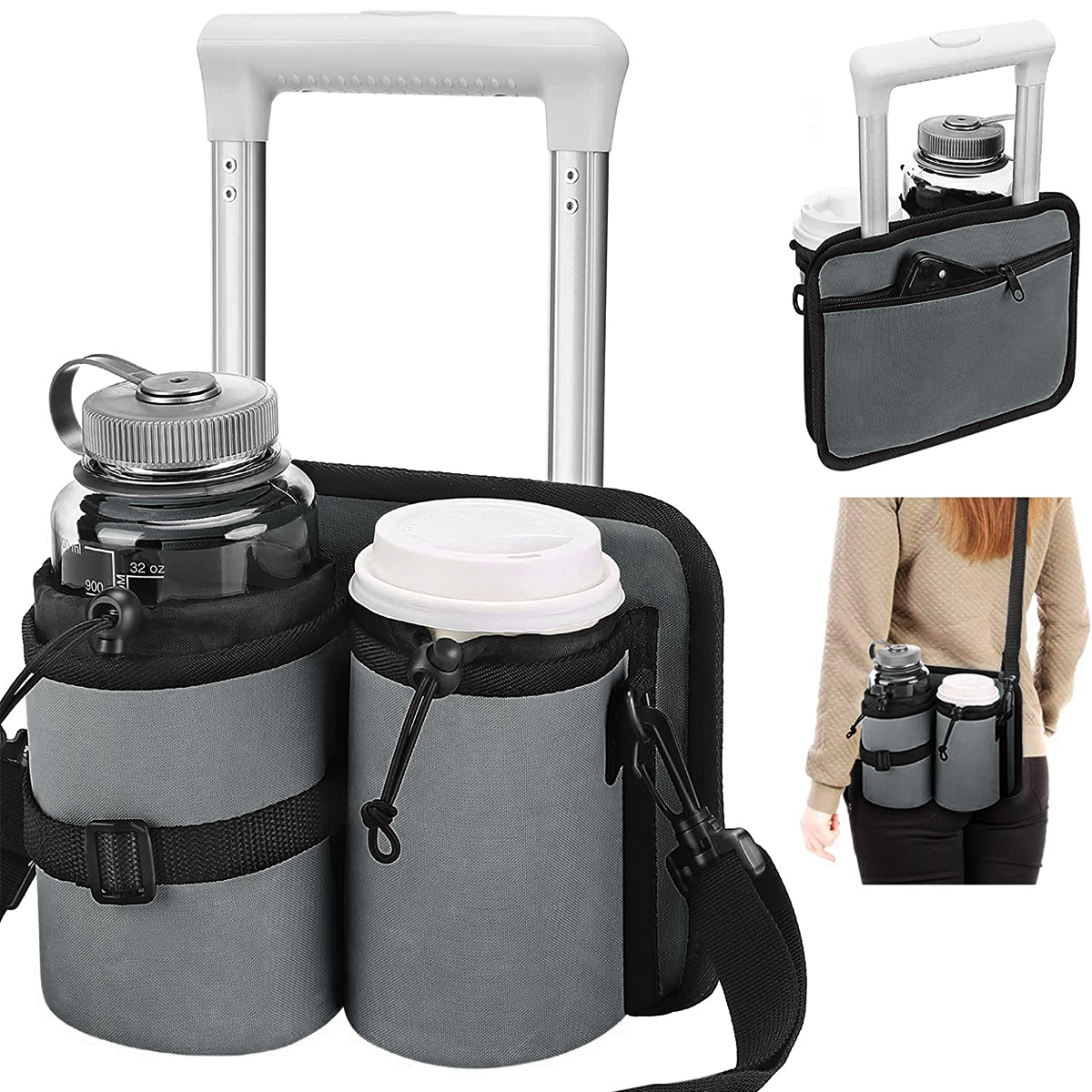 CIVG Travel Luggage Drink Cup Holder Free Hand Drinking Caddy 2