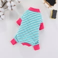 thumbnail image 2 of Pet Jumpsuit Striped Pattern Warm Casual Wear Dog Sleepingwear Pet Four-legged Clothing Puppy Costume-Blue,L, 2 of 8