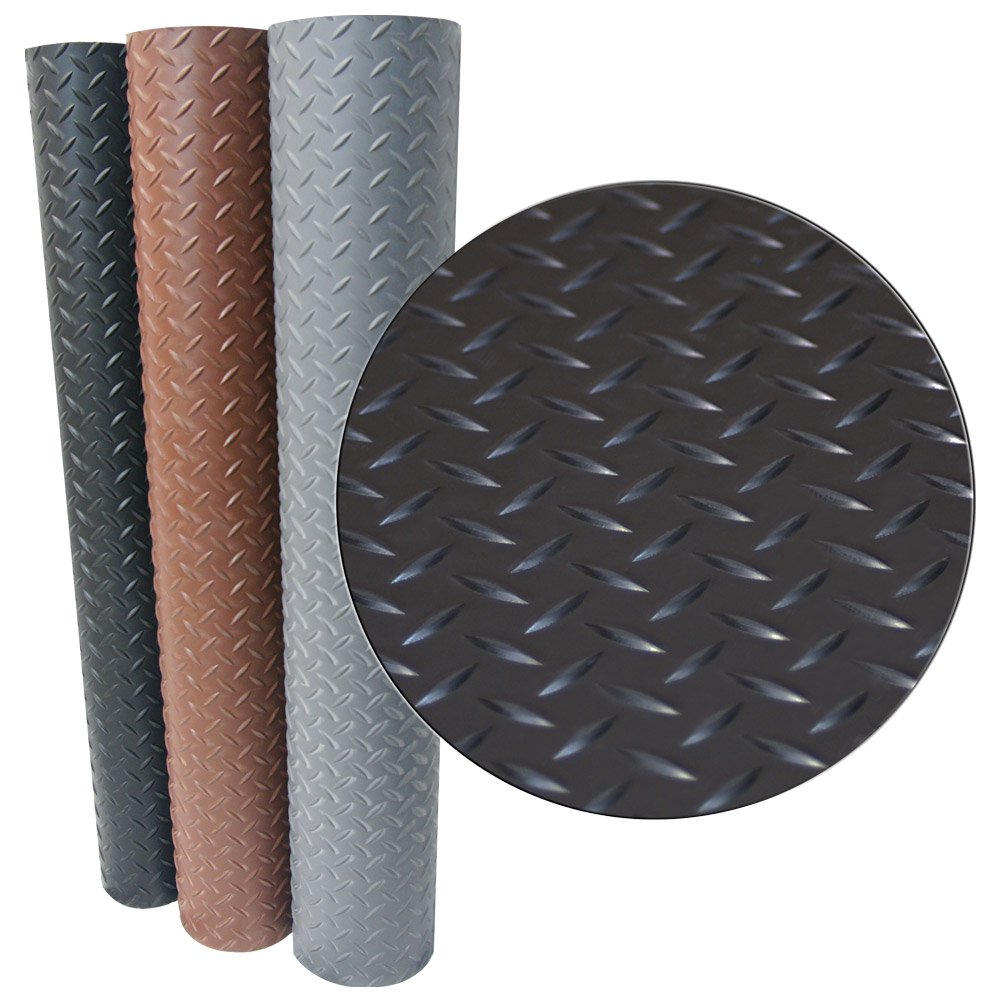 Goodyear DiamondPlate Rubber Flooring 3.5mm x 36" x 8ft Black