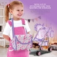 thumbnail image 6 of Dolls To Play Baby Doll Stroller with Canopy and Storage Basket, Foldable Toy Doll Buggy Carriage with Travel Diaper Bag, Purple, 6 of 6