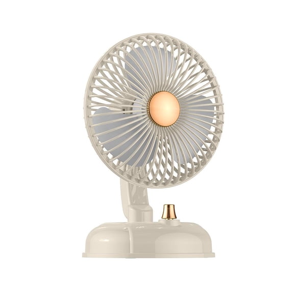 Retro Desk Fan, Rechargeable Metal Table Fan with Oscillation, 4 Speeds USB Portable Fan, Quiet Cooling Fan for Bedroom, Office, Kitchen (Beige)