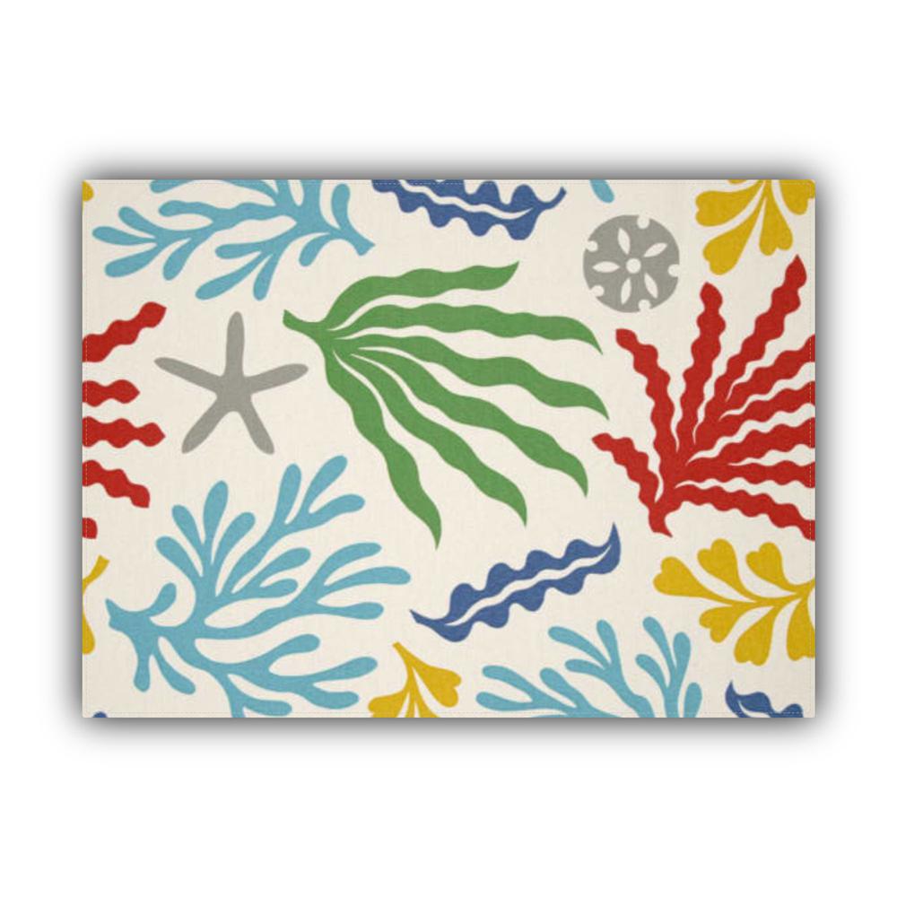 SEA BASH White Indoor/Outdoor Placemats Finished Edge (Set of 2