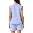thumbnail image 3 of INSPIRE CHIC Gingham Vest Shorts Suit Set for Women's Two Piece Summer Casual Sleeveless Blazer Shorts Outfits XL Blue, 3 of 6