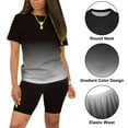 thumbnail image 6 of Summer 2pcs Outfits for Women Short Sleeve T-Shirts Bodycon Pants Shorts Set Gradient Color Tracksuit Sportwear, 6 of 9