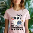 thumbnail image 5 of I'm Literally Just A Ghoul T-Shirt – Cute Halloween Fashion Humor Shirt , Natural, Size M, 5 of 6