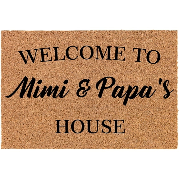 24*16inches Doormat Front Door Mat New Home Closing Housewarming Gift Welcome to Mimi and Papa's House Grandma Grandpa Grandparents Grandmother Grandfather