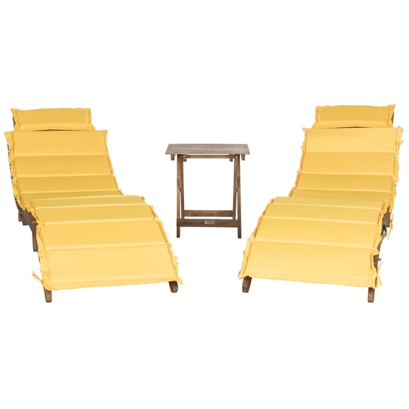 SAFAVIEH Outdoor Collection Pacifica 3-Piece Lounge Set Natural/Yellow