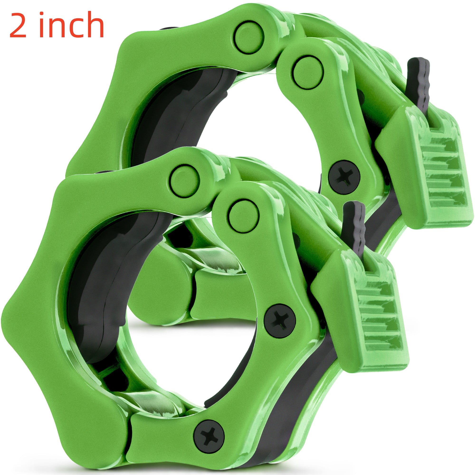 2 inch Olympic Barbell Clips Clamp Barbell Collars Set of 2 Green by