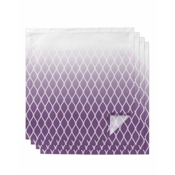 Purple Ombre Stripe Cloth Napkins Set of 4 Reusable Dinner Napkins, Modern Abstract Art Gradient Striped Cocktail Napkin Washable Table Napkins for Wedding/Holiday Party/Baby Shower 20"x20"