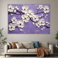 thumbnail image 6 of Mudket Framed Canvas Wall Art White Magnolia Flower Bud Purple Branch Prints Wall Decor Floral Canvas Print Ready to Hang for Bedroom Living Room Glam Decor - 12"L x 8"W, 6 of 10