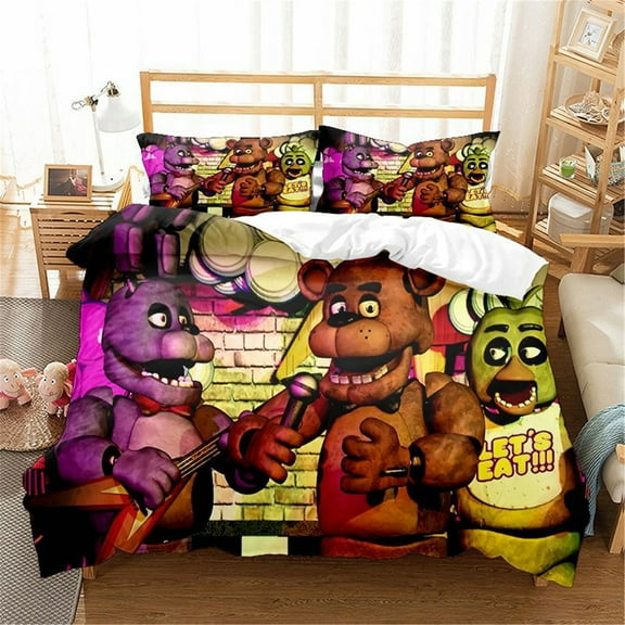 Game Five Nights at Freddy's Duvet Cover Set 3 Pieces Soft Bedding Set Light-Weight Quilt Cover with Pillow Shams