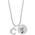 thumbnail image 1 of Delight Jewelry Silvertone Large Initial - C - Silvertone Script Initial Disc - T - Charm Necklace, 20"+3", 1 of 4