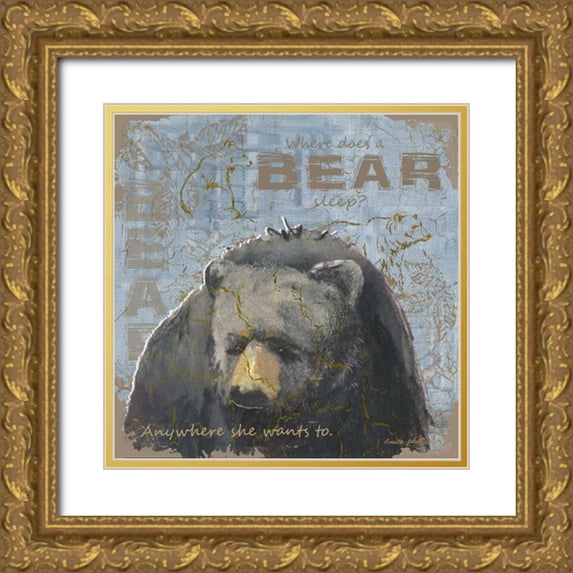 Phillips, Anita 15x15 Gold Ornate Wood Framed with Double Matting Museum Art Print Titled - Where Does a Bear Sleep