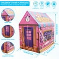 thumbnail image 6 of Retrok Kids Playhouse with Roll-up Door Colorful Cute Playhouse Tent Large Size House Play Tent Detachable Foldable Castle Easy to Assemble for Boys Girls Indoor Outdoor Game 40.5×36.6×27.5in, 6 of 12