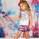 thumbnail image 4 of Ropa De Bebé (Niño O Niña) Traje De Niño Pequeño Día De La Independencia Moda Raya Estampado De Estrellas Pantalones Cortos De Manga Corta Pantalones Traje Blanco Odeerbi LM103-8522, 4 of 8