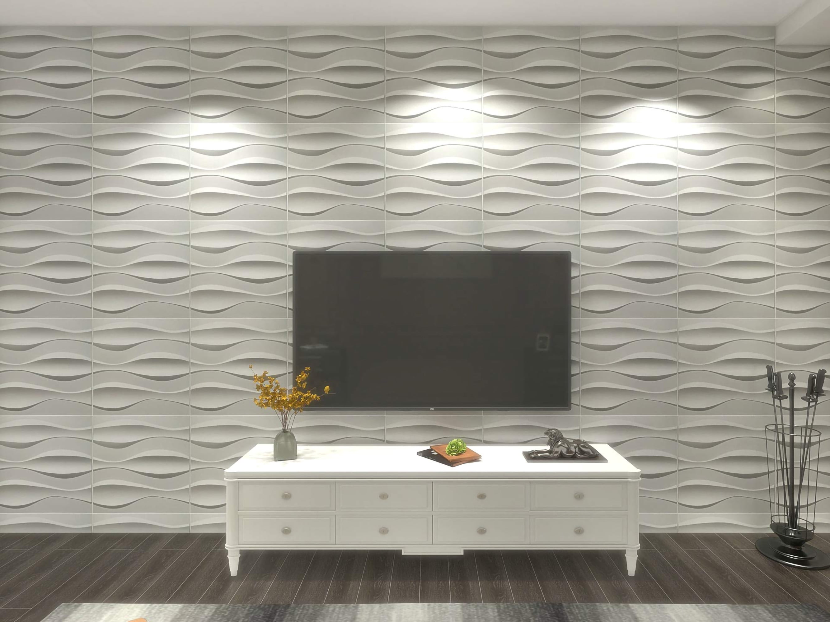 Buy Art3d Wave Design III 19.7 in. x 19.7 in. PVC 3D Wall Panel (12 ...