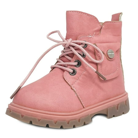 

Girls Pull-On Lace-Up Comfort Combat with Side Zipper Ankle Boots (Toddler/Little Kid)