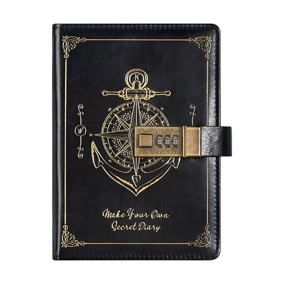 Password Notebook with Lock, Vintage Style Lockable Journal, Refillable B6 Diary for Students, Travel and Personal Use