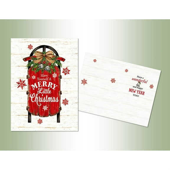 LPG Greetings Merry Little Christmas : Red Sled Box of 18 Christmas Cards