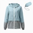 thumbnail image 2 of Godom Womens Waterproof Raincoat Lightweight Color Block Jackets Windproof Hooded Jacket with Pockets, 2 of 5