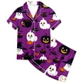 thumbnail image 4 of Weebloom Halloween Girls Summer Pajamas Cute Ghost Pajamas Set Soft Printed Kids Short Sleeve Button Up Shirt Shorts Cute Holiday Outfit Tween Sleepwear Nightwear Pjs Loungewear 12-13 Years, 4 of 4