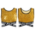 thumbnail image 5 of dPois Kids Girls Sparkle Sequin Hip Hop Dance Top Vest Crisscross Back Sleeveless Metallic Jazz Tank Gold 6, 5 of 6