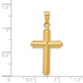 thumbnail image 2 of Pendentif Croix en Or Jaune 14K avec Bordure Rayée, 2 of 2