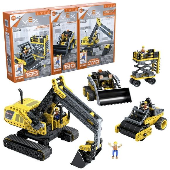 Hexbug VEX STEM Robotics Construction Zone Vehicle 3 Pack Bundle, Yellow
