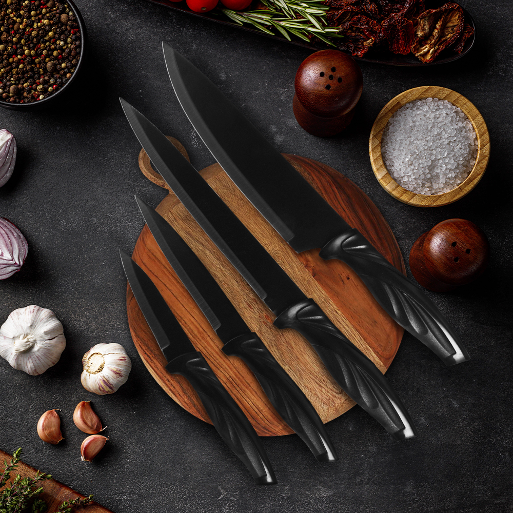 Knife Set with Block,Sharpener,Acrylic Stand 17 PCS Black High Carbon Stainless Steel Kitchen Knives