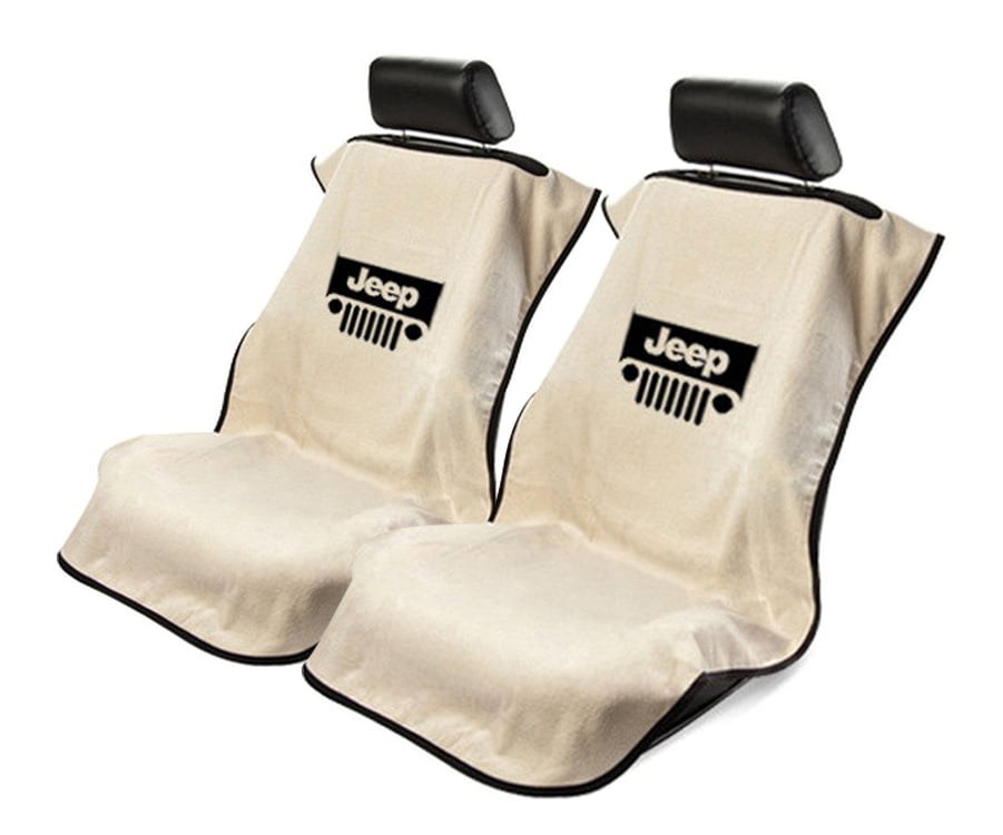 Tan Terry Cloth Seat Armour 2 Piece Front Car Seat Covers For Jeep with Grille 