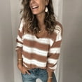 thumbnail image 5 of JINMGG 2024 Fall Winter Plus Size Sweaters for Women Clearance,Fashion Women V-neck Long Sleeve Hollow Out Striped Print Knitted Sweater Top, 5 of 9