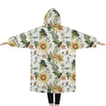 thumbnail image 2 of Oversized Wearable Blanket Hoodie,Leaf Orange Flower Corn Sunflower Pattern Sherpa Blanket Hoodie with Super Pockets,Super Warm Fuzzy Pullover for Women & Men, 2 of 6