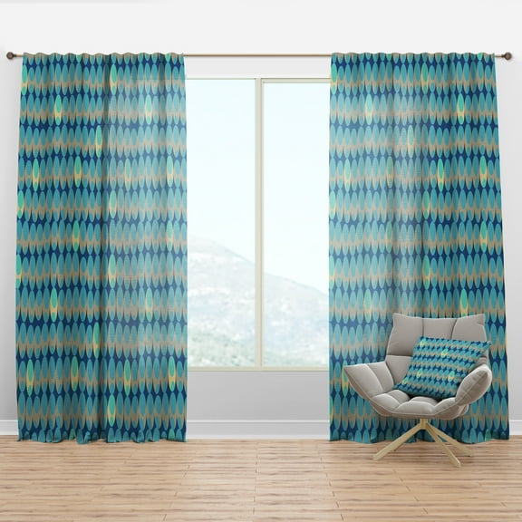 Designart 'Abstract Retro Design XV' Mid-Century Modern Curtain Panel