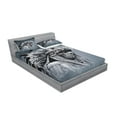 thumbnail image 2 of Ambesonne Tribal Fitted Sheet & Pillow Sham Set, Tribe Chief Art, Full, Grey Black White, 2 of 2