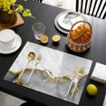 thumbnail image 3 of Gray Gold Marble Placemats Set of 8, Modern Abstract Marble Crack Texture Placemats for Dining Table, Place Mats for Kitchen Tabletop, Waterproof Wipeable Dining Table Mats Set, 3 of 9