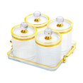 thumbnail image 1 of GUOOL Assiette de Fruits Secs Collation Plat Plat de Service Divisé pour Fête des Fêtes Maison Transparent 4 Compartiments, 1 of 9
