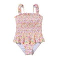 thumbnail image 2 of Wancir 6-12 Years Girl's One Piece Swimsuit Ditsy Floral Tie Side Cut Out Back Bathing Suit, 2 of 7