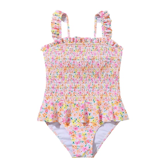 Maillots de Bain pour Bébé 6-12 Ans Combinaison Florale pour Enfants Maillots de Bain Filles Été Bikinis