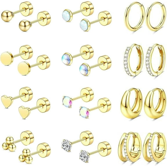 Hypoallergenic Earrings Women Surgical Steel Earrings Ears 20G Steel Earring Cartilage Earring Piercing Jewelry Flat Back for for Sensitive Stainless Stacks Small Flatback Stud Hoop Set for[k083]