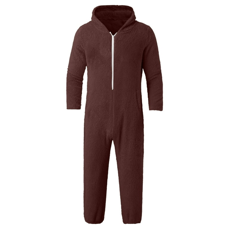 BADHUB Big and Tall Onesie Pajamas for Men Plush Fleece Cozy Hooded Romper Full Zip Long Sleeve Sherpa Jumpsuit Playsuit S 5XL Black Friday Clearance 2024 Walmart