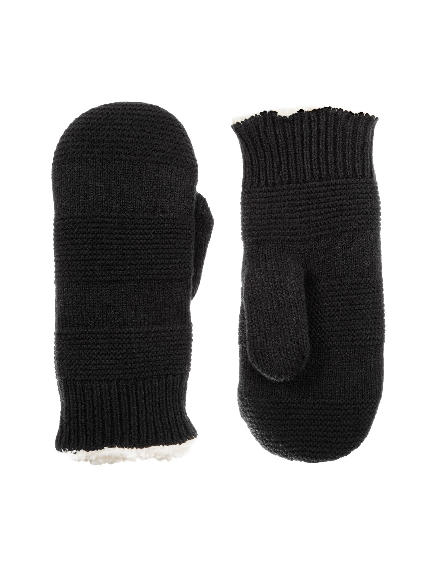 Isotoner Women's smartDRI Solid Knit Mitten with Sherpasoft Spill