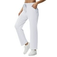 thumbnail image 5 of Bovemsi Casual Pants for Women Women's Solid Color Button Pocket Wide Leg Yoga Beach Trousers with Pockets, 5 of 9