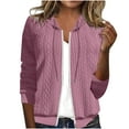 thumbnail image 2 of Chiccall Full Zip Up Knit Sweatshirts for Women Casual Outfits Cardigan Outerwear Trendy Winter Jackets Coat Pink M, 2 of 6