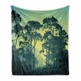 thumbnail image 1 of Nature Soft Flannel Fleece Throw Blanket, Mist Forest Scenery with Tree Tops at Sunset Hazy Woodland Rural Landscape, Cozy Plush for Indoor and Outdoor Use, 60" x 80", Hunter and Green, by Ambesonne, 1 of 6