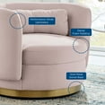 thumbnail image 3 of Armchair Swivel Accent Chair, Pink Gold, Velvet, Modern Contemporary, Living Lounge Cafe Room Hotel Lobby Hospitality, 3 of 7