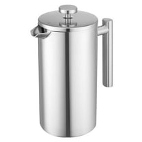 KFFKFF Stainless Steel French Press Coffee Maker, 51 Ounce (1.5 Liter) Double-Wall Insulated Coffee and Tea Brewer with Filter, Ideal for Cold Brew, Camping, Travel, and Home Use, Silver