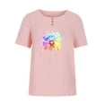 thumbnail image 4 of Camisas de Manga Corta para las Mujeres, Blusa de Botón de Impresión Casual con Cuello Redondo Hecha de Tela Suave Transpirable para Verano Primavera, Blusas de Manga Corta para las Mujeres, 4 of 4