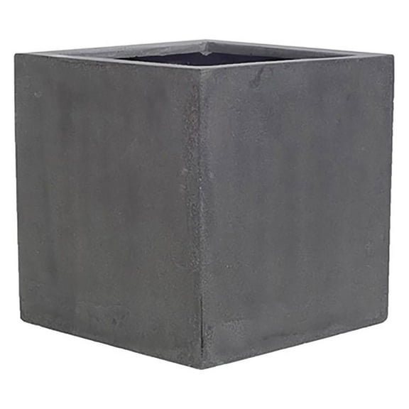 Cement Gray Fiberstone Cube Planter Pot - Tree Bush Box Indoor Outdoor 12"x12"x12"