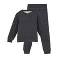 thumbnail image 3 of CUZIBR Girls Thermal Underwear Winter Outfits Wool Thick Lined Warm Long Sleeve Round Neck Pullover Top And Pants Comfy Loungewear Outwear Streetwear,Black,3-4 Years, 3 of 3
