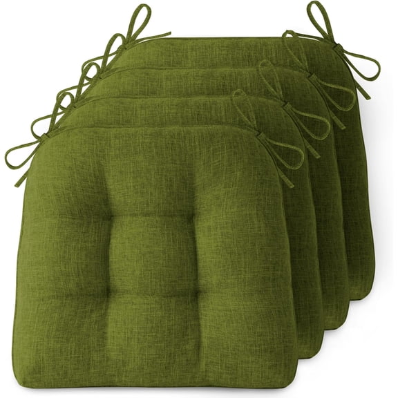 Non-Slip Chair Cushions for Dining Chairs Set of 4 Thick Kitchen Chair Pads Dining Room Seat Cushion with Ties 16" x 16" x 4" Olive Green